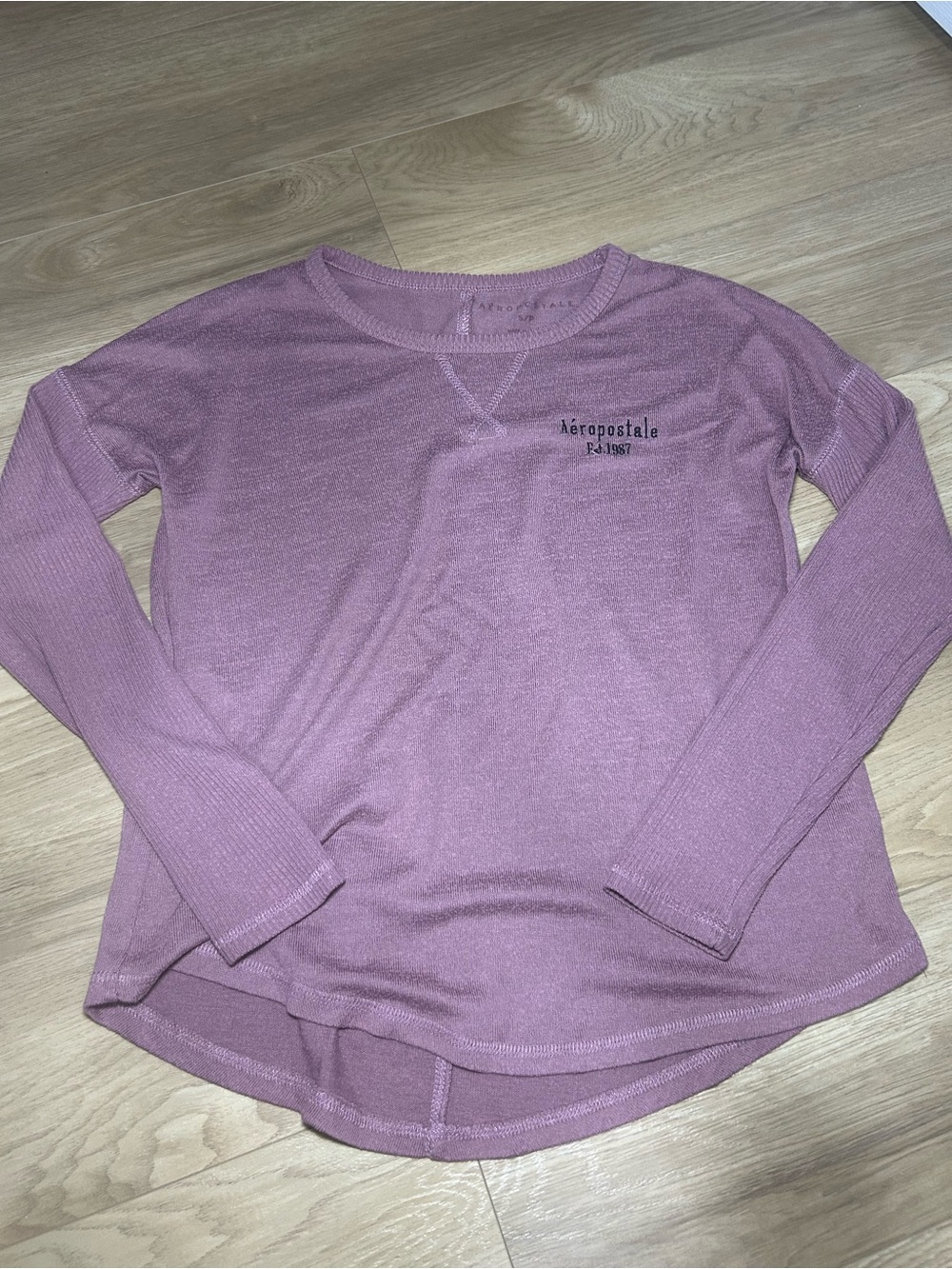 Aeropostale Mauve Waffle Long-Sleeve Top